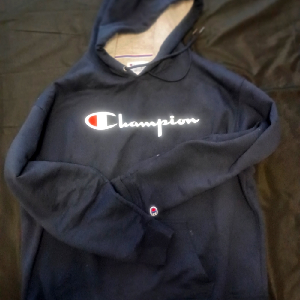 🔥 Champion Men's Sweatshirt hoodie Dark Navy Blue White logo classic print 💥